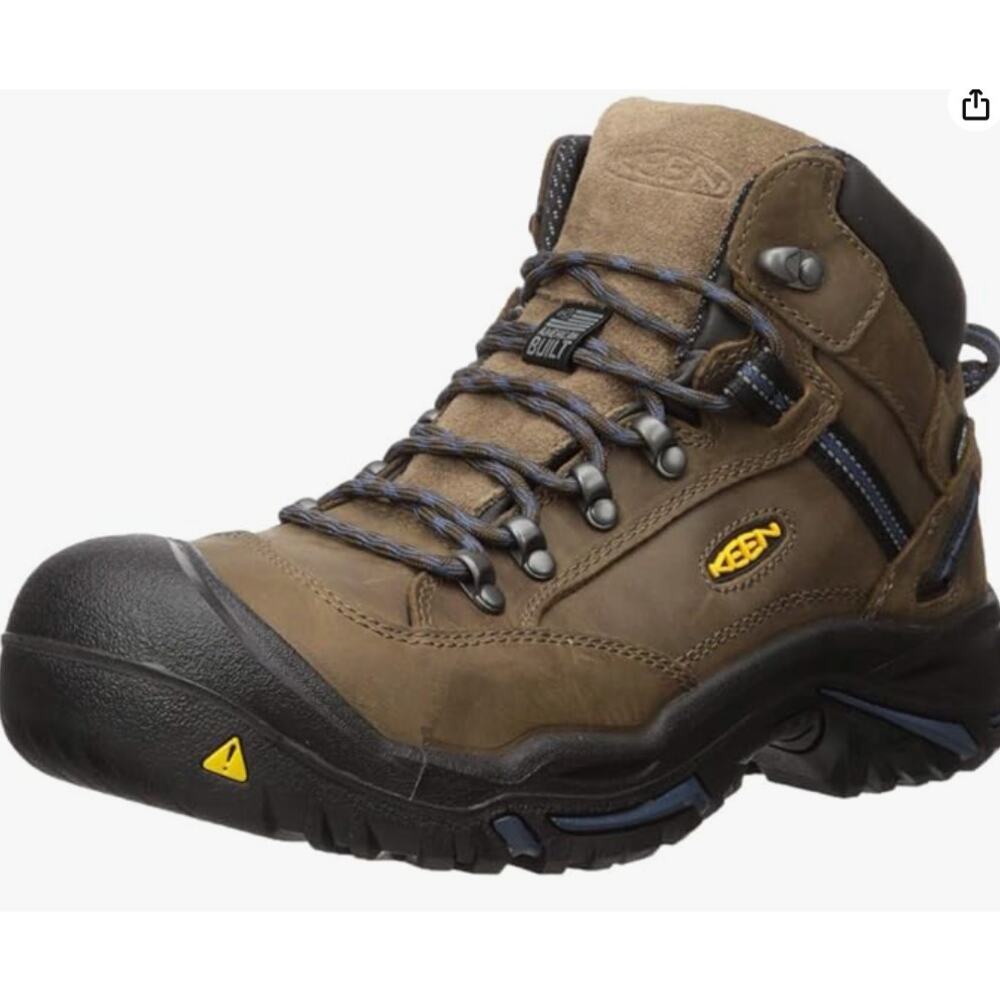 KEEN Utility Mens Work Boots, Bison/Ensign Blue, 9 Wide US